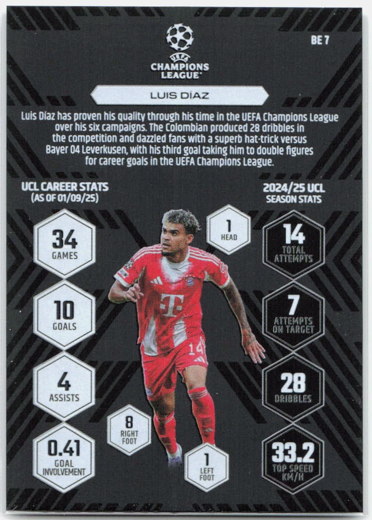 Luis Diaz #BE7 - 2025-26 Topps Match Attax UEFA Club Competitions Extra Black Edge Edition