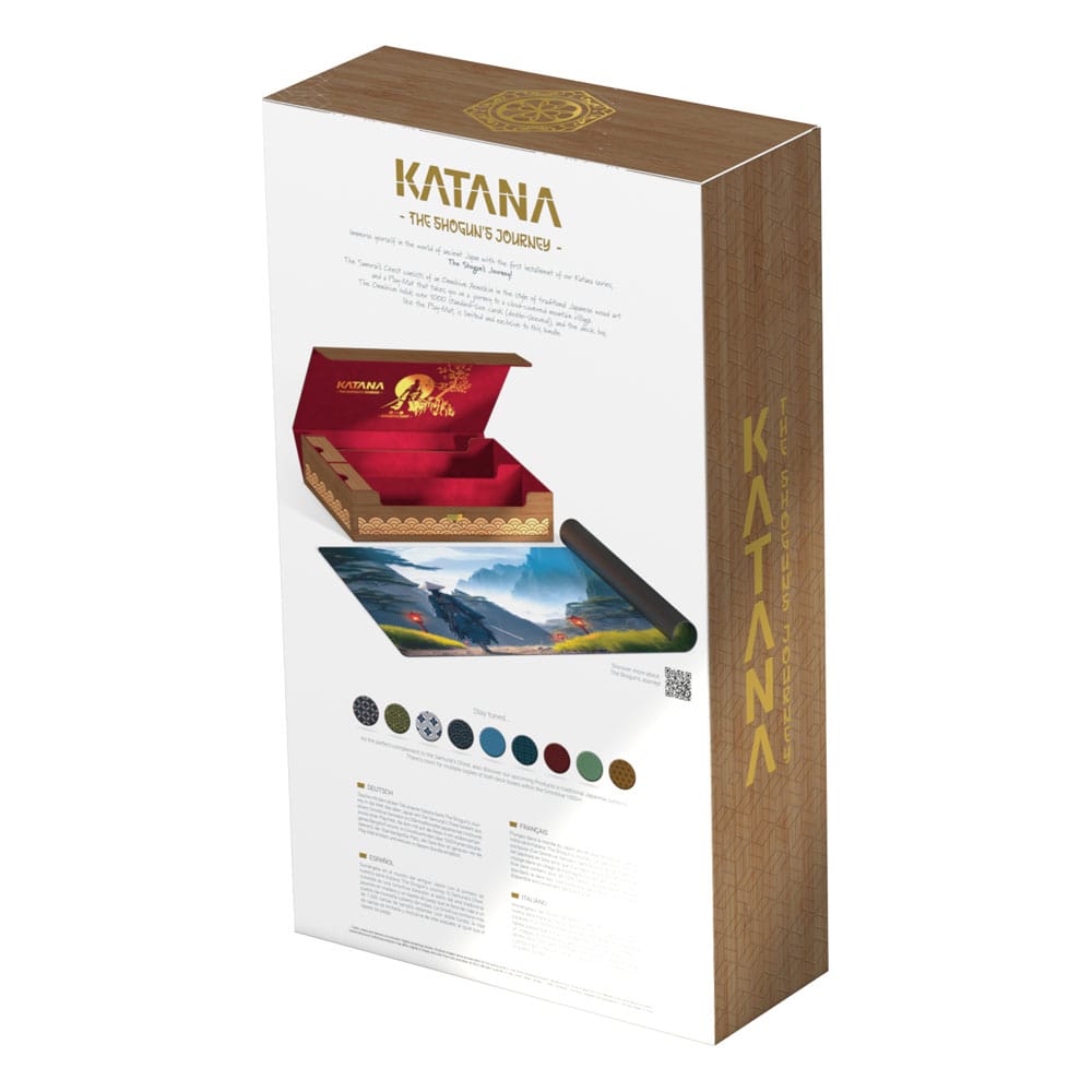 Die Rückseite der Produktverpackung der 'Samurais Chest' der ersten Serie der 'Katana: The Shoguns Journey' von Ultimate Guard