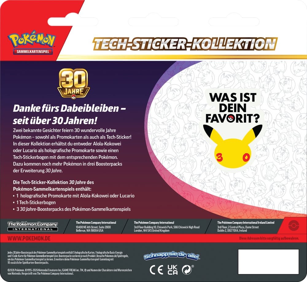 Pokémon TCG: 30th Celebration Tech Sticker Collection (German)