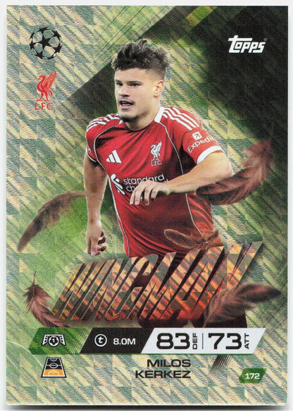 Milos Kerkez #172 - 2025-26 Topps Match Attax UEFA Club Competitions Extra