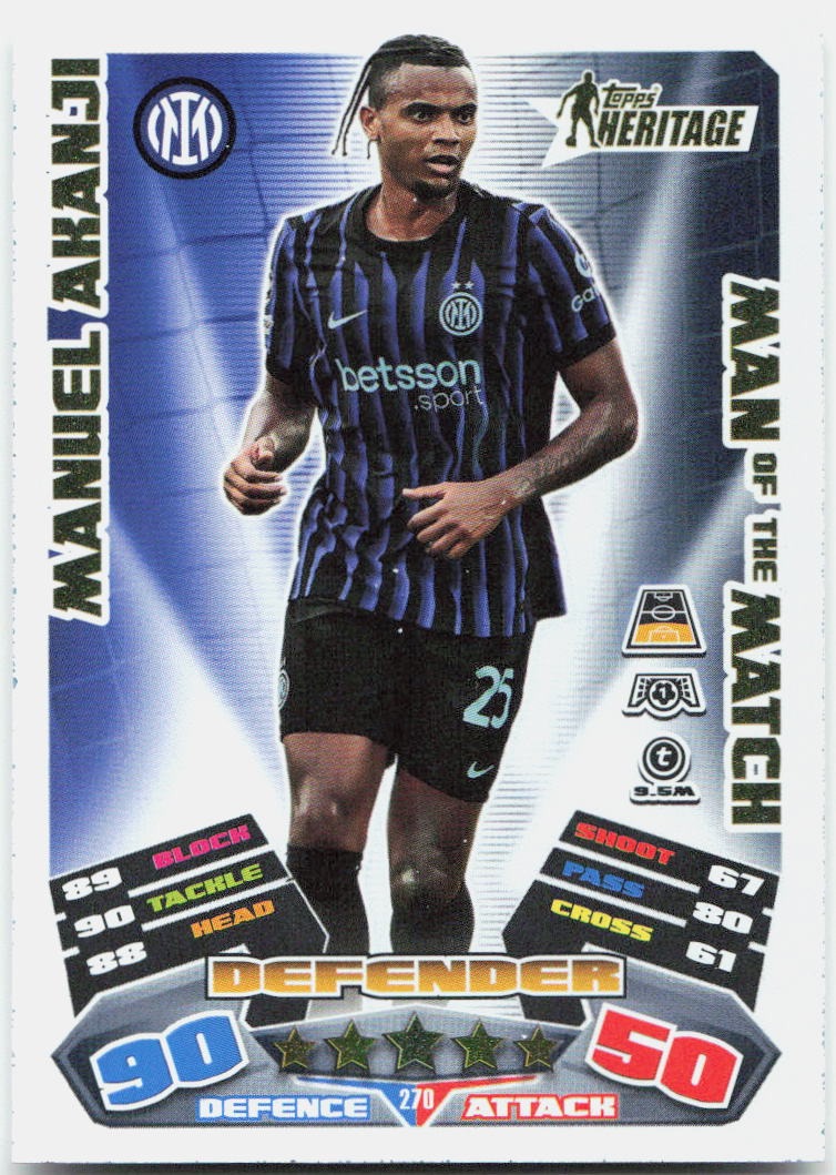 Manuel Akanji #270 - 2025-26 Topps Match Attax UEFA Club Competitions Extra