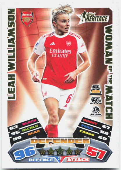 Leah Williamson #271 - 2025-26 Topps Match Attax UEFA Club Competitions Extra