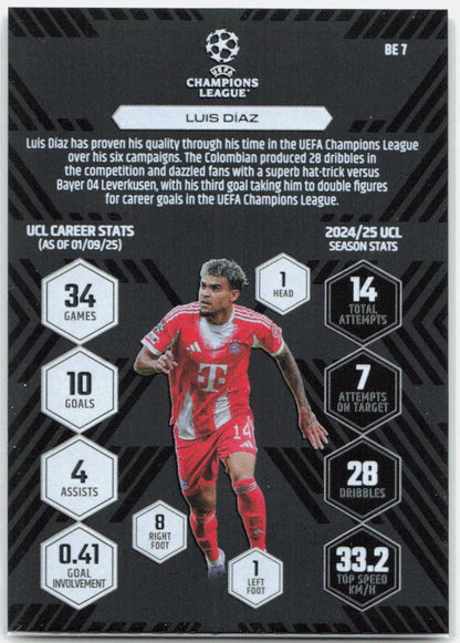 Luis Diaz #BE7 - 2025-26 Topps Match Attax UEFA Club Competitions Extra Black Edge Edition