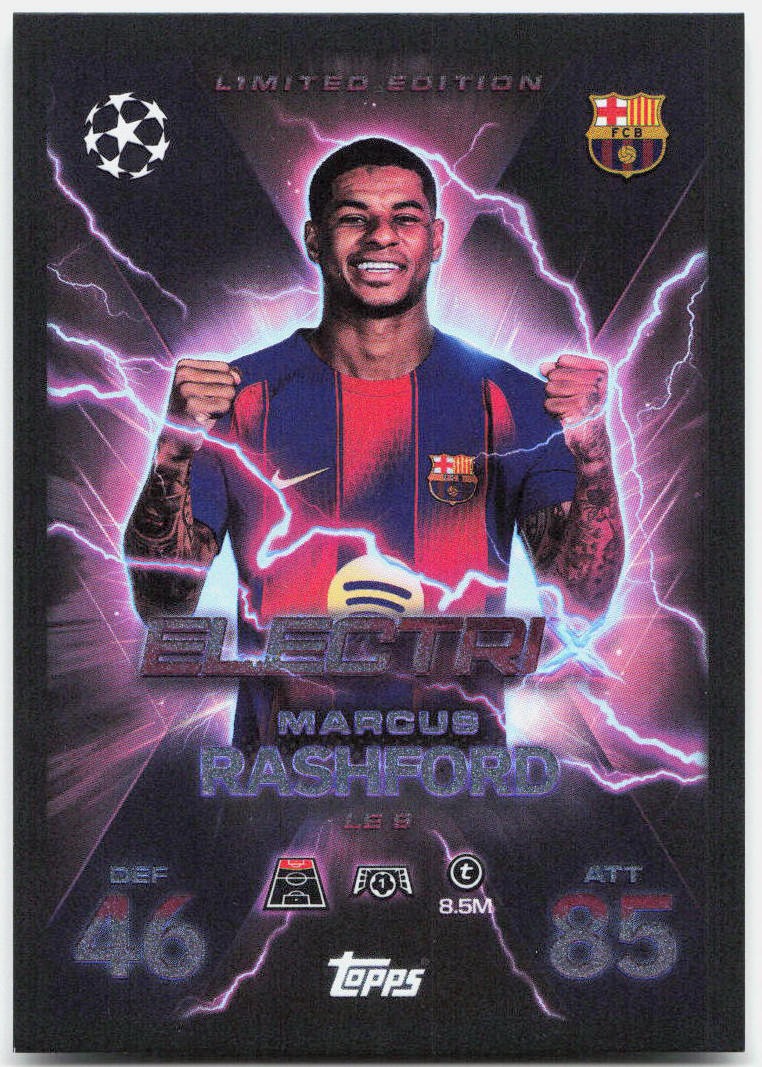 Marcus Rashford #LE9 - 2025-26 Topps Match Attax UEFA Club Competitions Extra Electrix Limited Edition