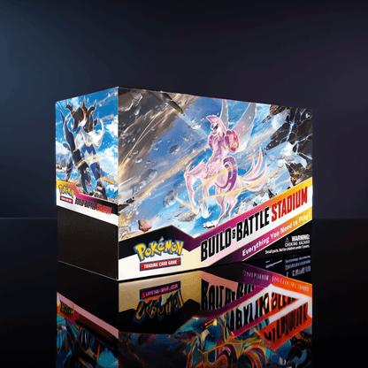 Astral Radiance Build & Battle Stadium photographed with a dark, reflective background
