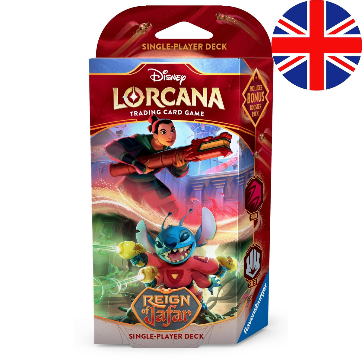 Disney Lorcana Reign of Jafar Ruby Steel Starter Deck