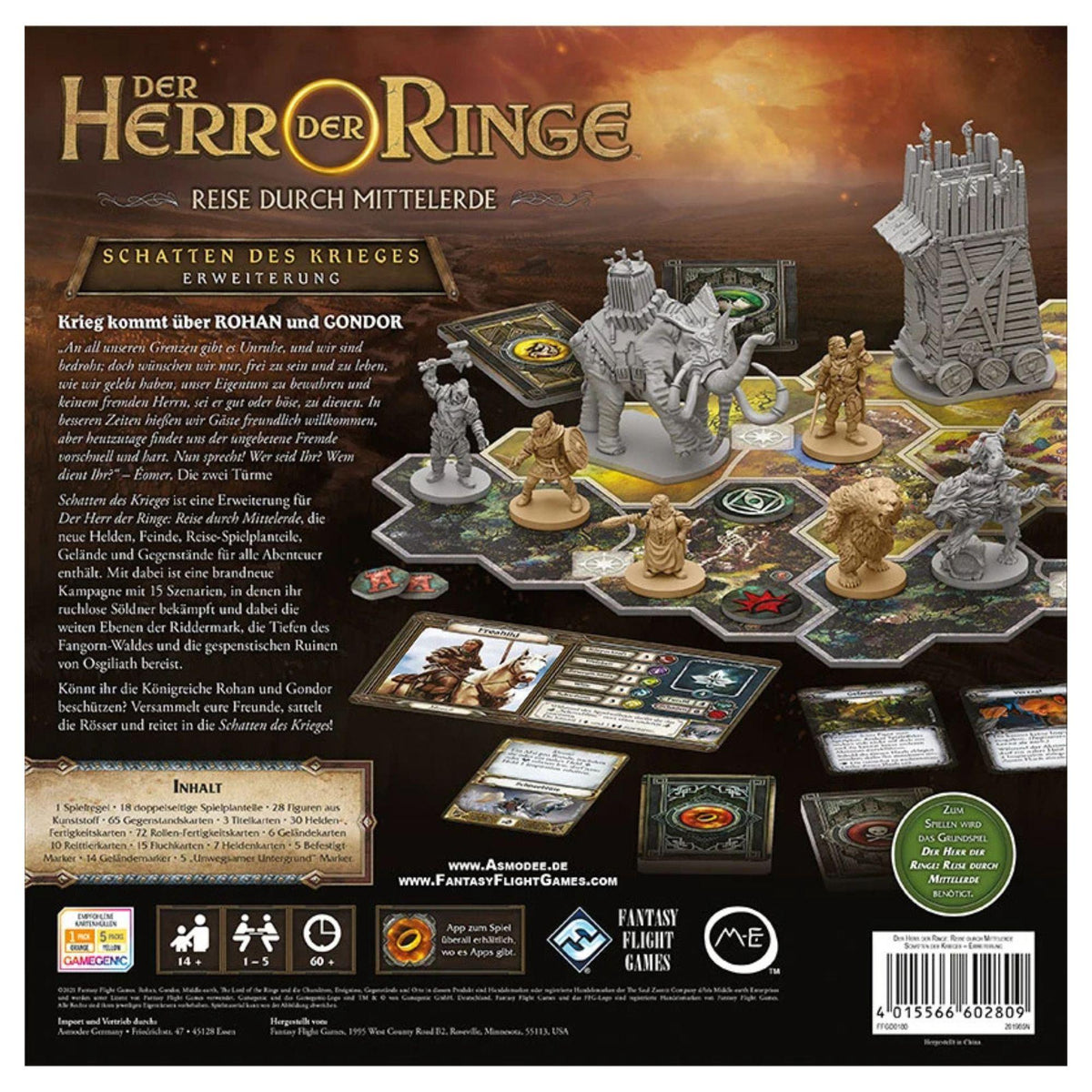 Fantasy Flight Games – Der Herr der Ringe: Reise durch Mittelerde – Schatten des Krieges Erweiterung (Deutsche Ausgabe)