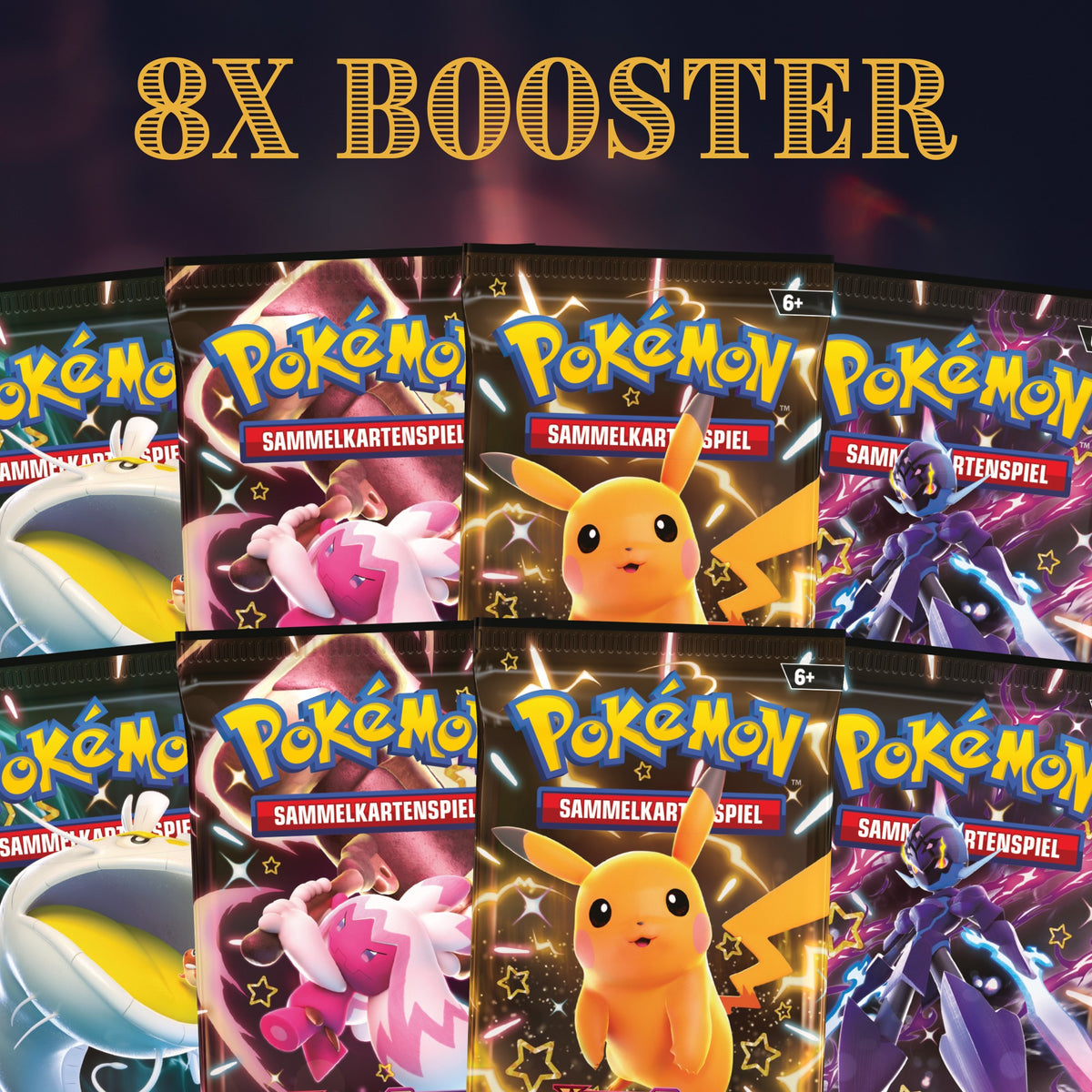 8 Booster der Pokemon TCG Erweiterung Paldeas Schicksale sind in der Premium Kollektion
