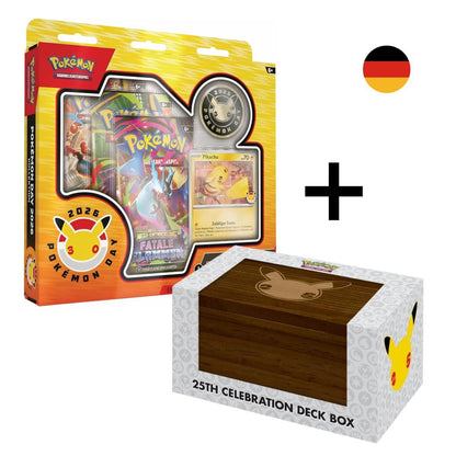 Pokémon TCG Celebration Bundle – 25th Celebration Deck Box & Pokémon Day 2026 Kollektion – DE (German Version)