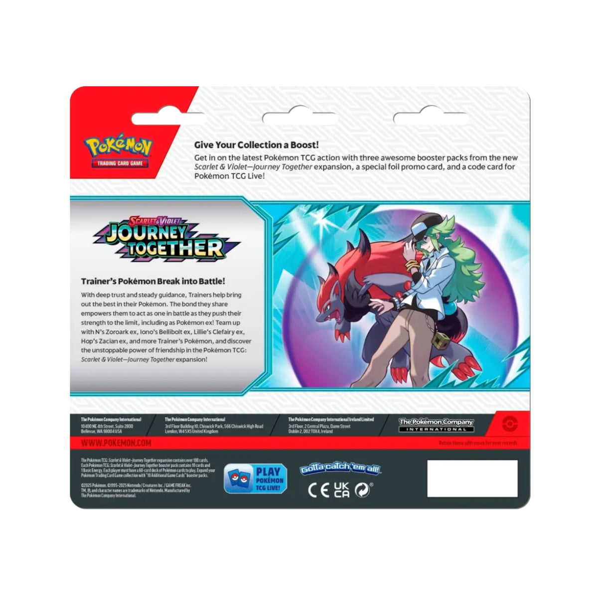 Pokemon TCG Journey Together 3-Pack Blister back