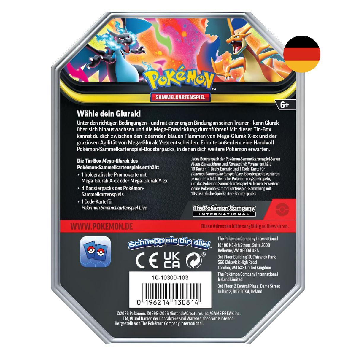 Pokémon TCG Mega-Glurak-ex Tin-Box (Deutsch) – Auswahl: X oder Y