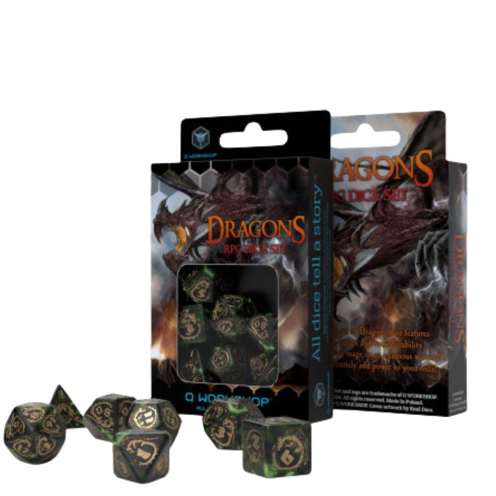 Q Workshop Dragons Modern RPG Dice Set – 7-teiliges Würfelset