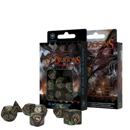 Q Workshop Dragons Modern RPG Dice Set – 7-teiliges Würfelset