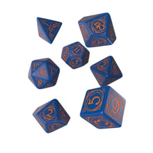 Q-Workshop – Wizard: Dark-Blue & Orange 7-teiliges Polyedrisches RPG Würfelset