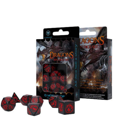 Q Workshop Dragons Modern RPG Dice Set – 7-teiliges Würfelset