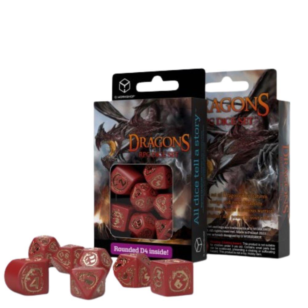 Q Workshop Dragons Modern RPG Dice Set – 7-teiliges Würfelset