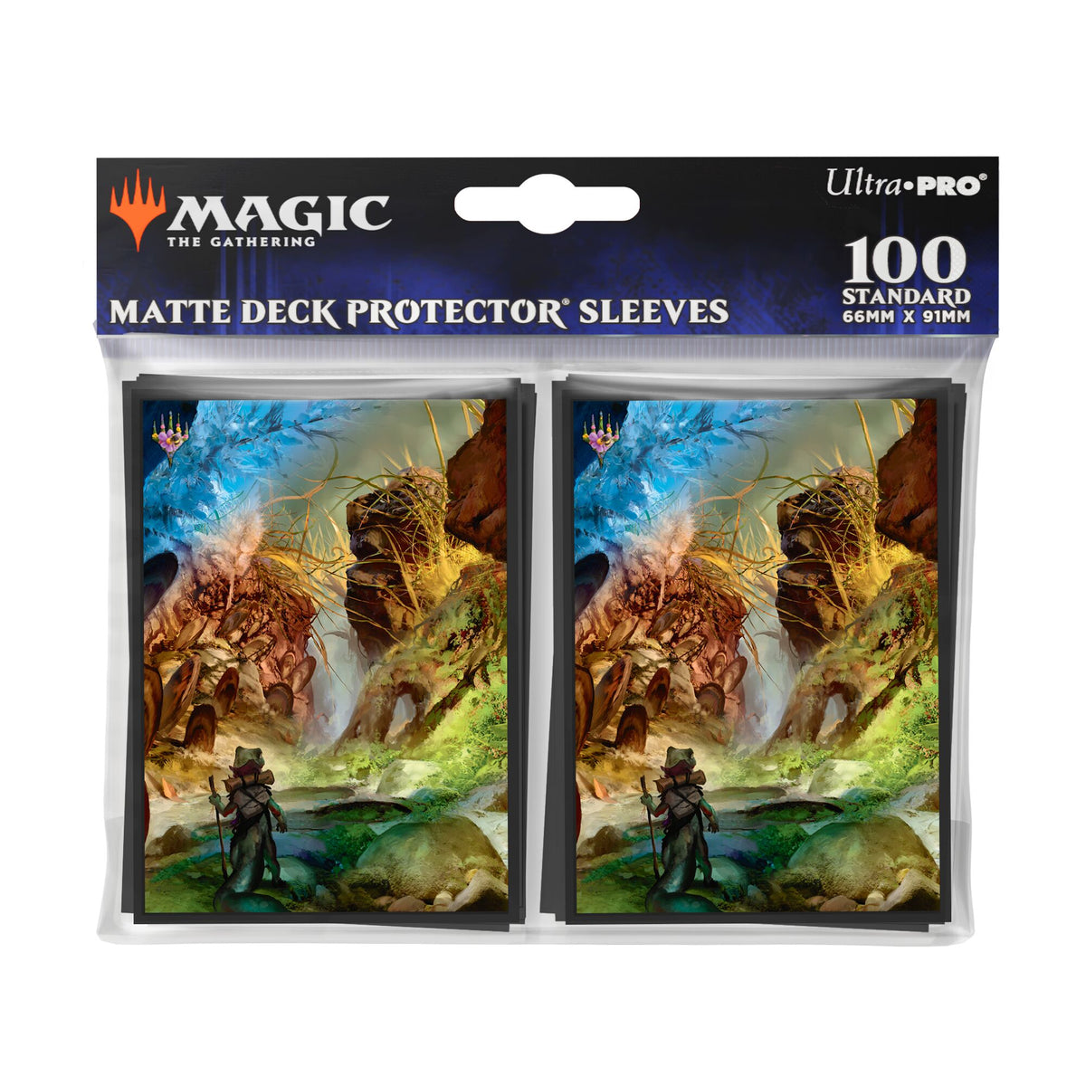 Die Deck Protector Sleeves von Ultra Pro im Bloomburrow Season Lands Design Swamp in der Produktverpackung