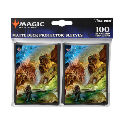 Die Deck Protector Sleeves von Ultra Pro im Bloomburrow Season Lands Design Swamp in der Produktverpackung