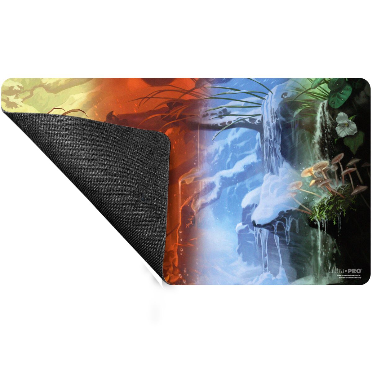 Die Play-Mat von Ultra Pro im MTG Bloomburrow Season Lands Design "Forest" mit der rutschfesten Unterseite