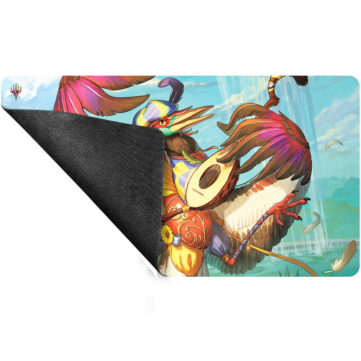 Die Play-Mat von Ultra Pro im MTG Bloomburrow Desing "Zinnia, Valley's Voice" mit der rutschfesten Rückseite