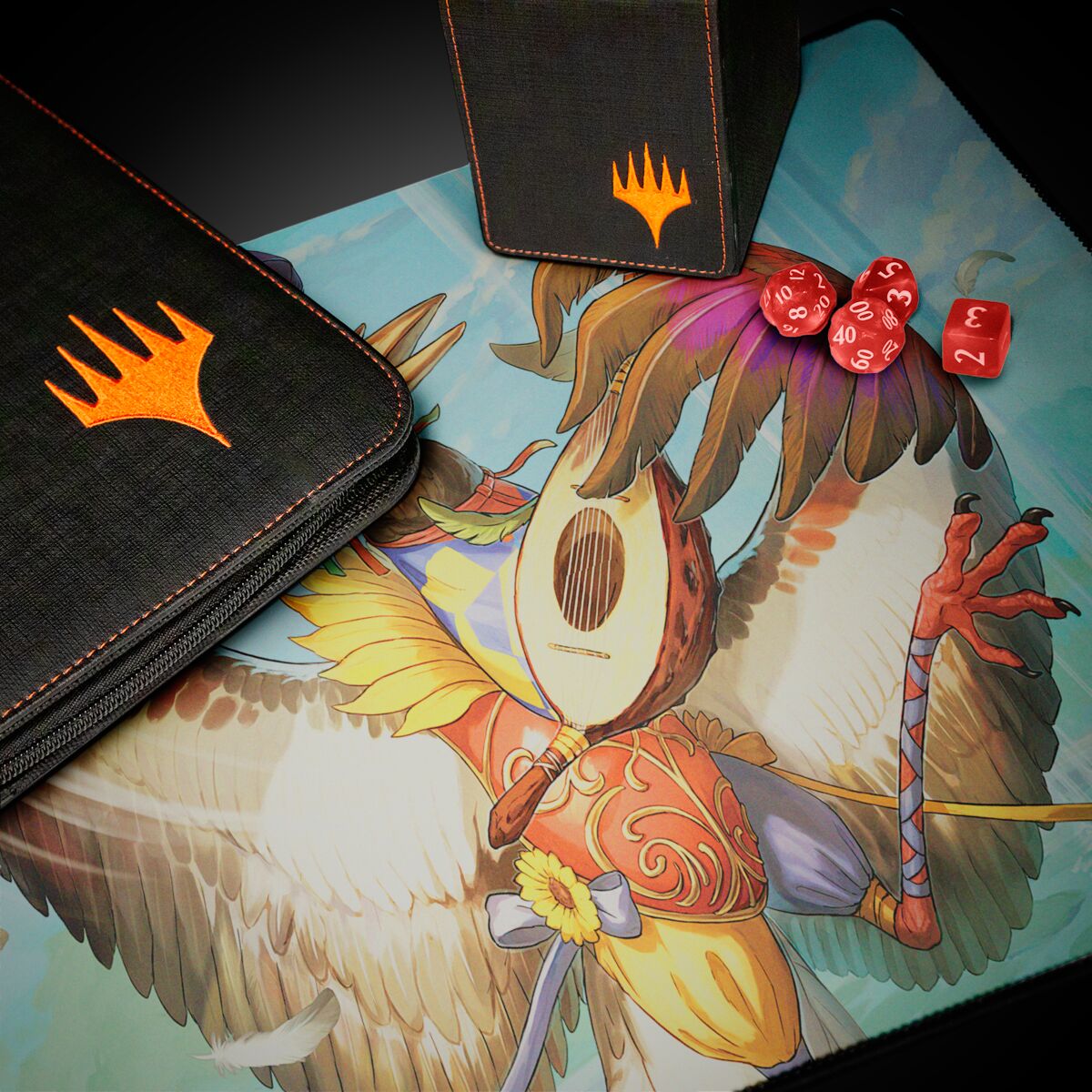 Die Play-Mat von Ultra Pro im MTG Bloomburrow Desing "Zinnia, Valley's Voice" demonstriert