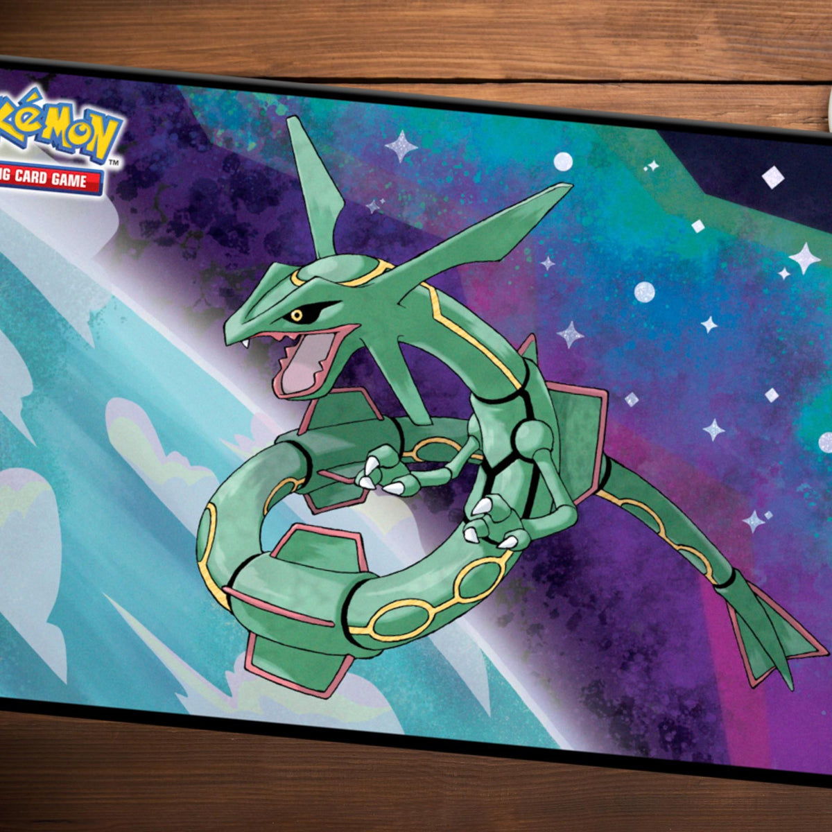 Ultra Pro Rayquaza Playmat with zoom at the Artwork